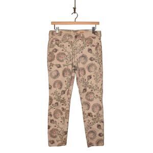 PILCRO‎ ANTHROPOLOGIE $98 Stet Ankle Stretch Denim Jean Cream Floral Size 26